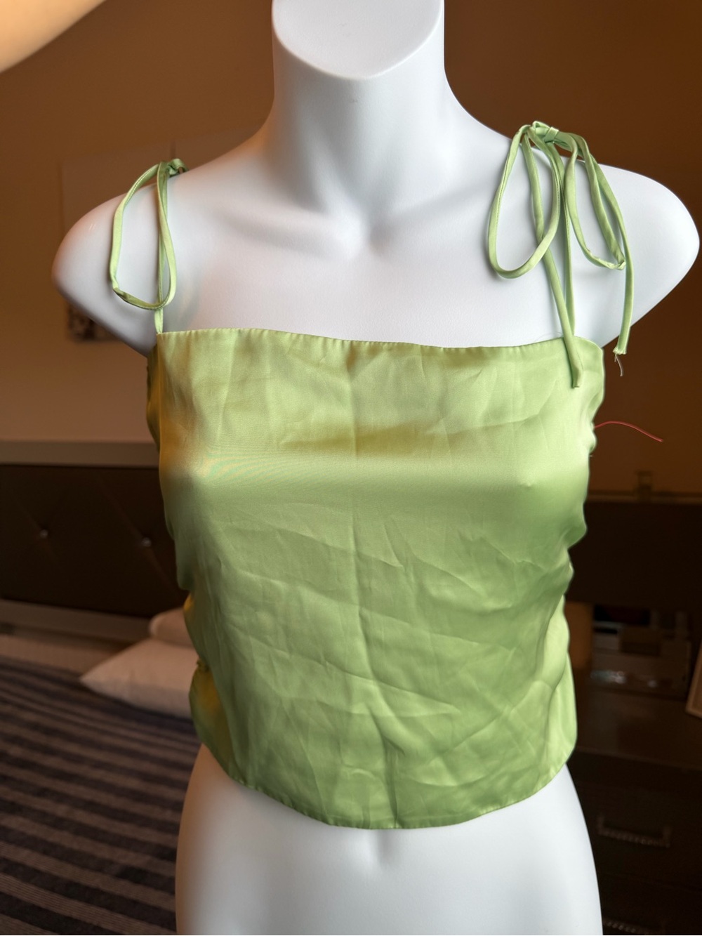 Urban Outfitters Light Sage Satin Tie-Strap Cami